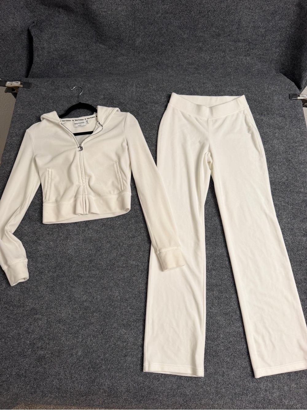 Juicy Couture Cream Zip Hoodie & Wide-Leg Track Pants Set